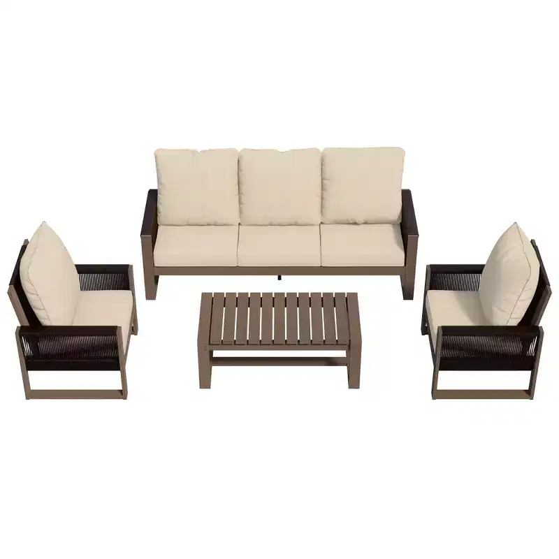 UPTIOT Outdoor Patio Set with Premium Hemlock Wood and Water-Resistant Comfort