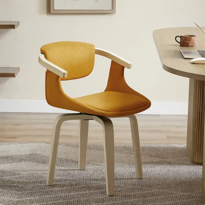 Modern Swivel Dining Chair, Upholstered Seat, 360-Degree Rotation, Mid-Century Style