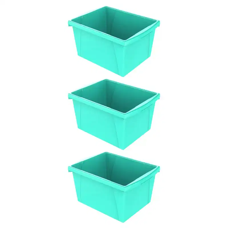 4 Gallon Storage Bin, Teal, Pack of 3