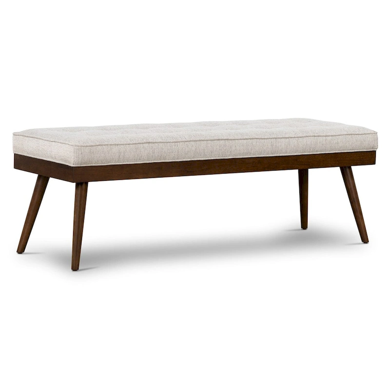 Poly & Bark Luca Fabric Bench - Tufted Seat with Solid Wood Legs