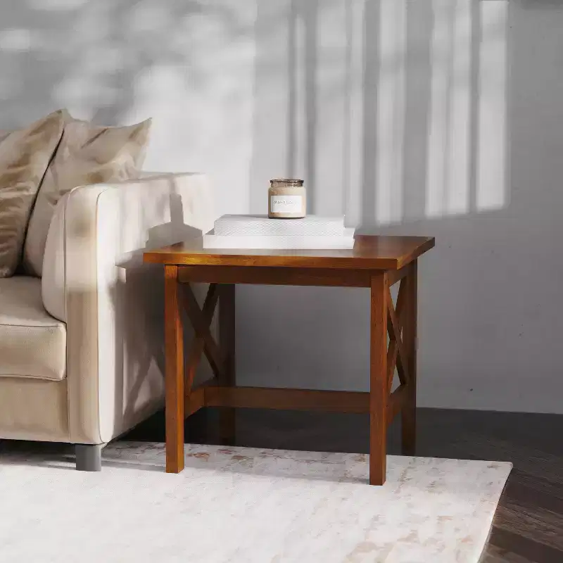 Solid Wood Farmhouse Style End Table