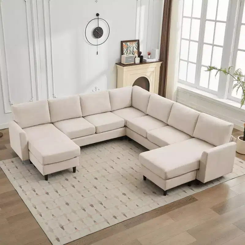 Large corner Shaped Sofa, Large 9 Seater sofa, Relaxed Style, Reconfigurable Design