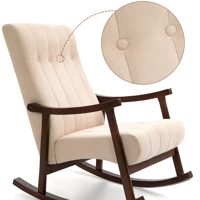 AVAWING Upholstered Rocking Chair ModernHighBackArmchair