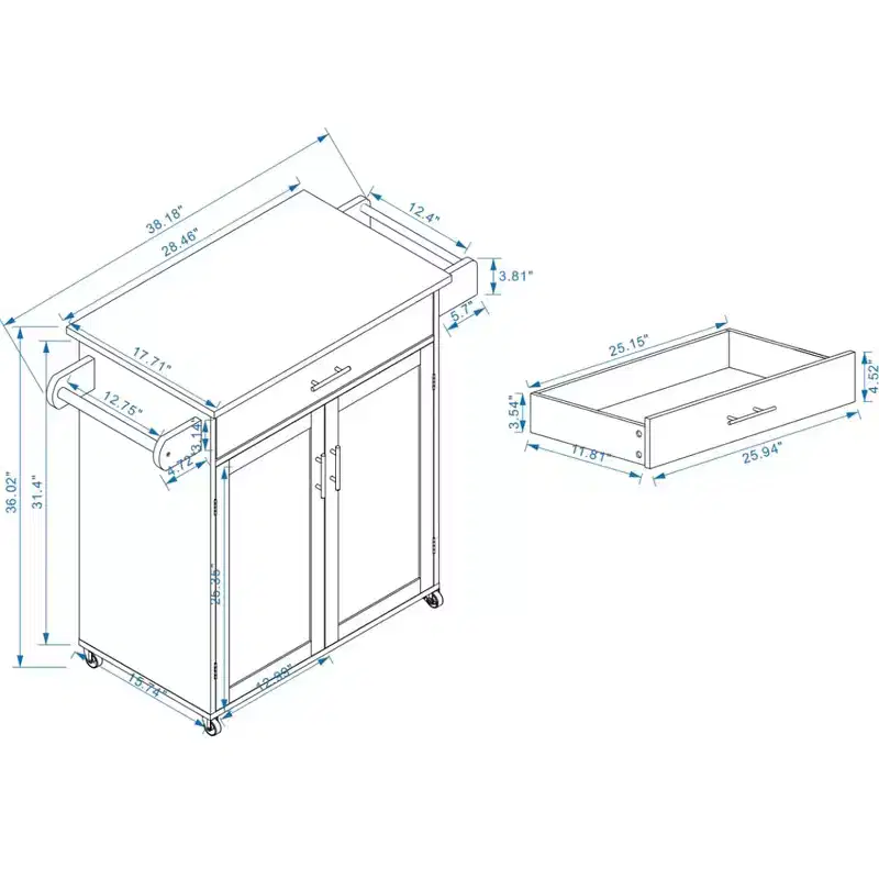 Kitchen Island with Power Outlet, Kitchen Island Storage Island with Large Worktop, Spice Rack and Drawer, Rolling Kitchen Cart on Wheels