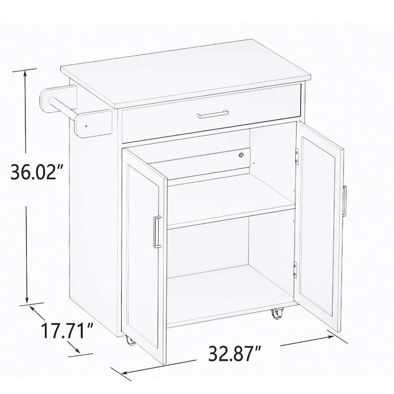 Kitchen island rolling trolley cart