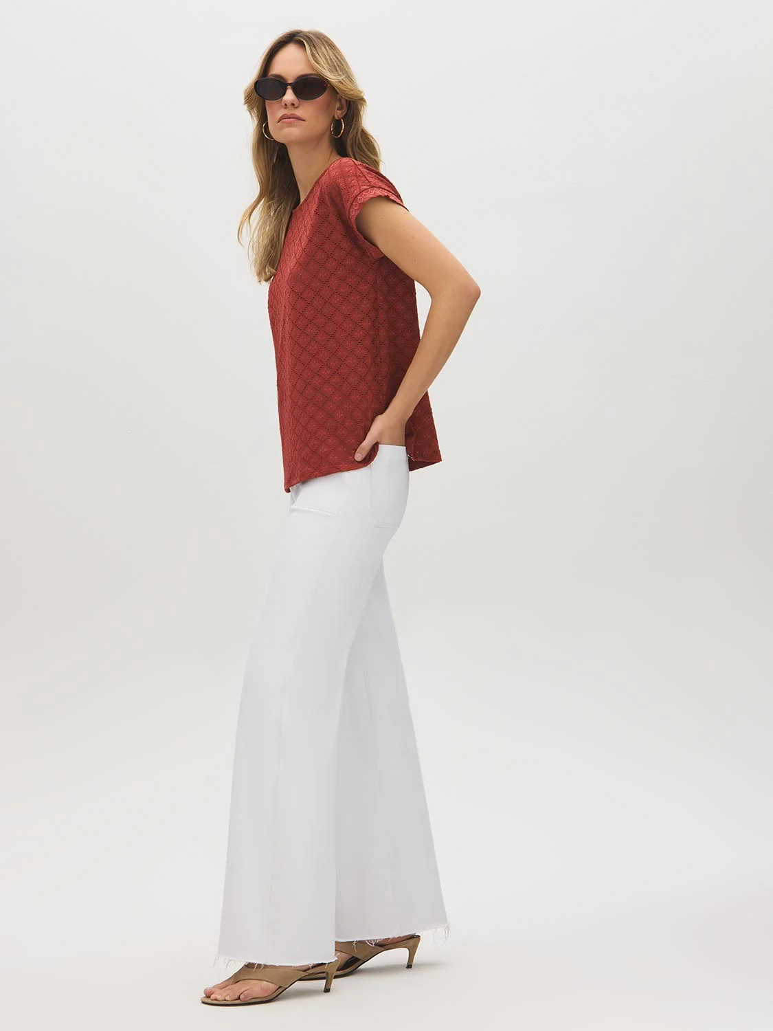 Eyelet Dolman Sleeve Tee