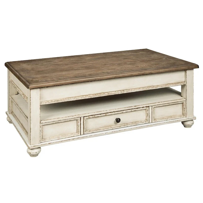 White/Brown Traditional Lift Top Coffee Table