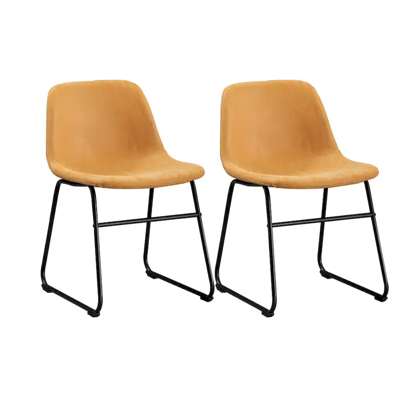 Modern Faux Leather Dining Chairs with Metal Frame (Set of 2) - Water Resistant