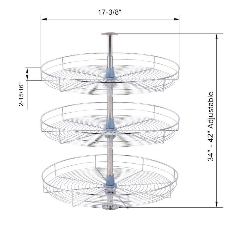 Dowell Lazy Susan 18 Diameter - 360 Degree Triple Rack Stainless Steel
