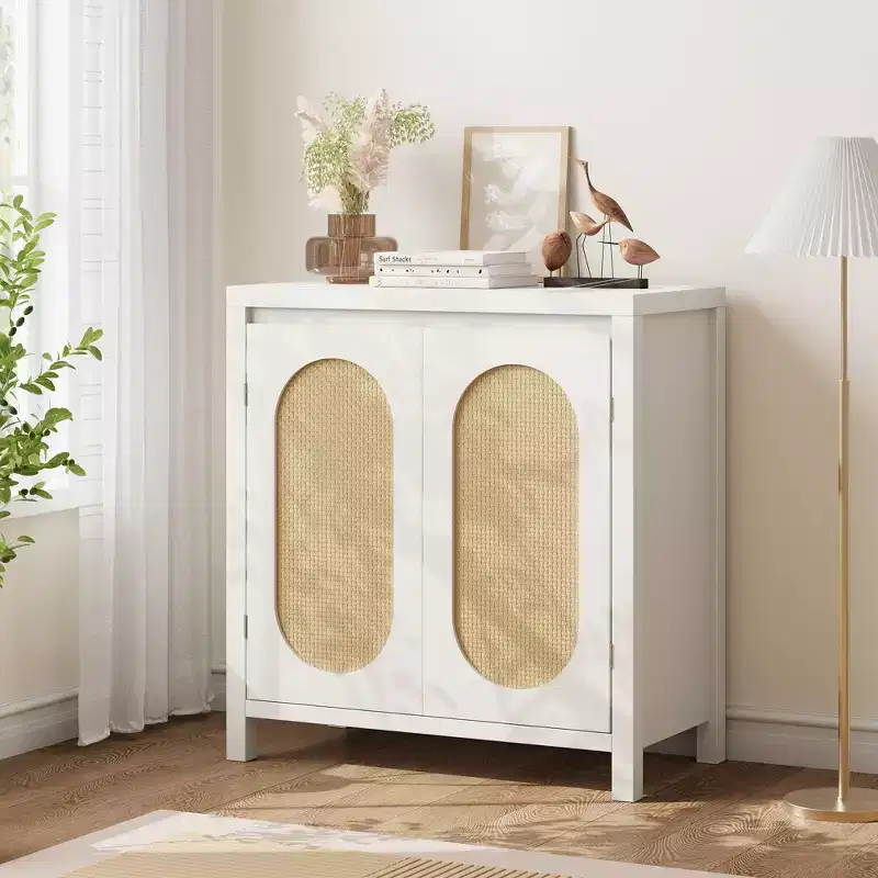 Modern Sideboard Buffet Cabinet with Adjustable Shelf, Glass Doors, Small Accent Console Cabinet with Storage, for Living Room, Dining Room