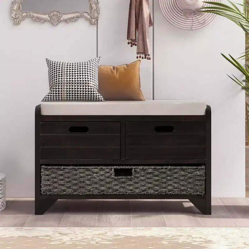 Whisen Storage Bench with Removable Basket and 2 Drawers