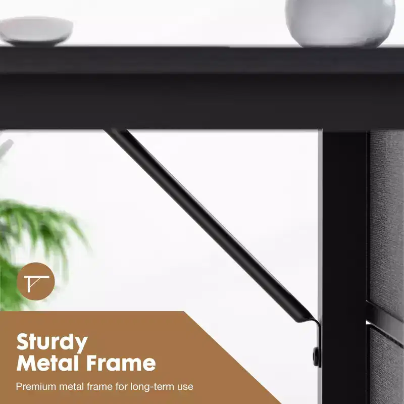 48x20 Computer Desk with 2-Tier Drawers & Headphone Hook - Sturdy Particleboard & Metal Frame