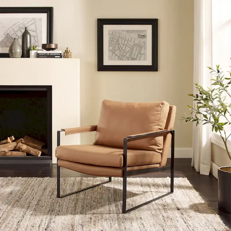 Art Leon Mid-centuery Modern Genuine Leather Chair