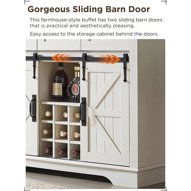 Farmhosue Bar Cabinet, Kitchen Buffet, Coffee Bar Sideboard Table - N/A