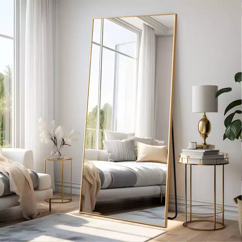 Dovelina Metal Frame Rectangle Full Length Mirror Freestanding Mirror Floor Mirror Leaning Mirror