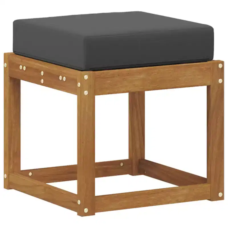 Stool Bench Natural and Anthracite 16.93 x 16.93 x 14.57 in