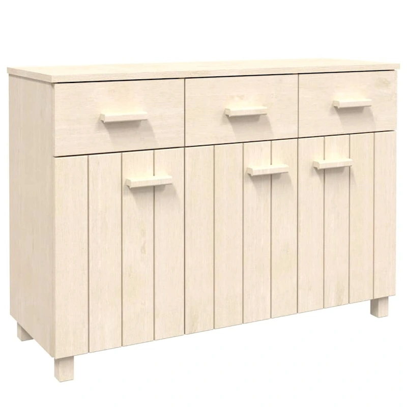 vidaXL Sideboard Bar Buffet Console Cabinet with Drawers HAMAR Solid Wood Pine - 44.5 x 15.7 x 31.5