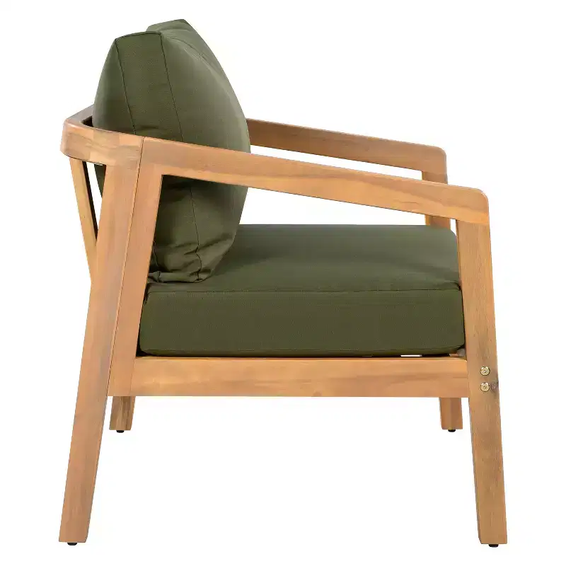 Christopher Knight Home Muhin Modern 3 Piece Acacia Patio Seating Set with Cushion and Rectangular Slatted Table