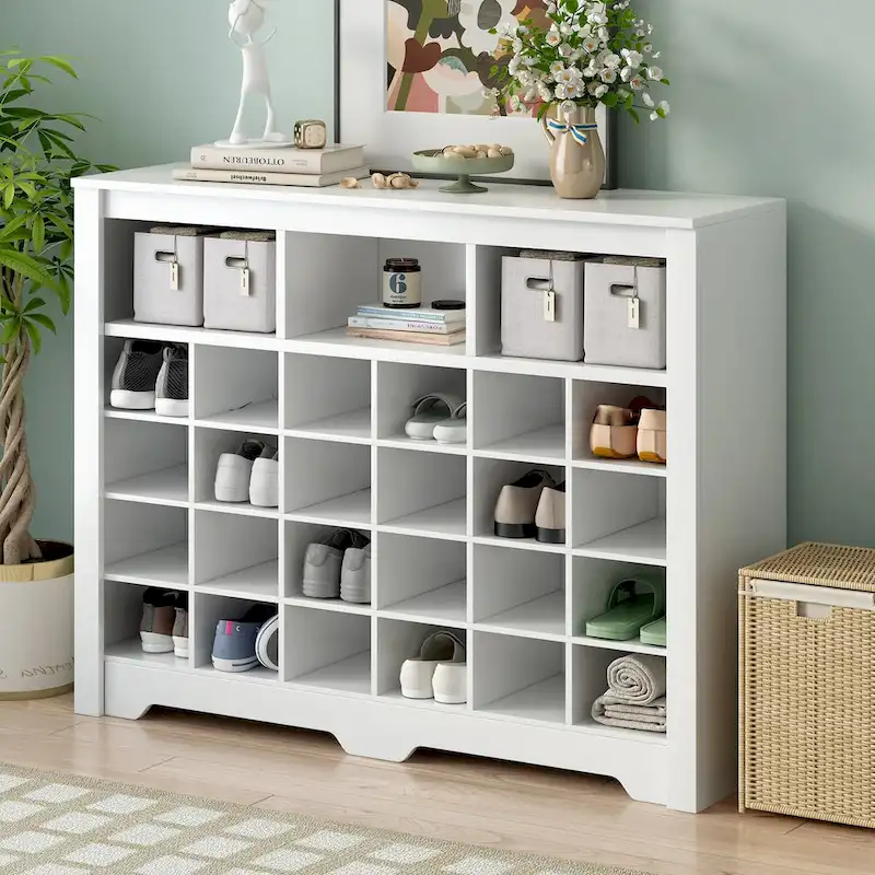 Sleek Design 24 Shoe Cubby Console