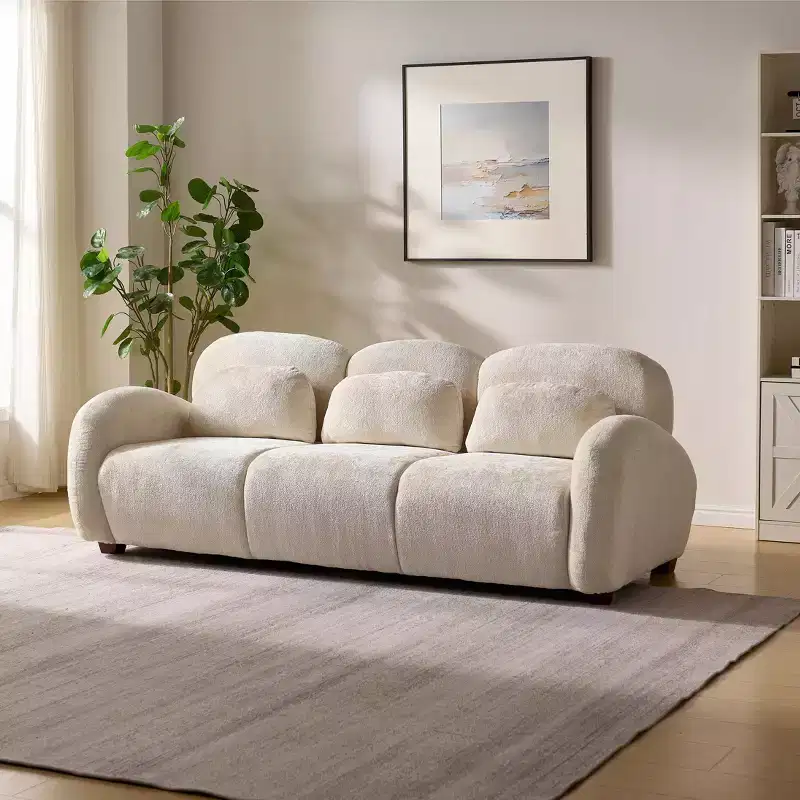 Christopher Knight Home Dorian 78'' Modern 3-Seater Rubberwood Upholstered Sofa with 3 Pillows