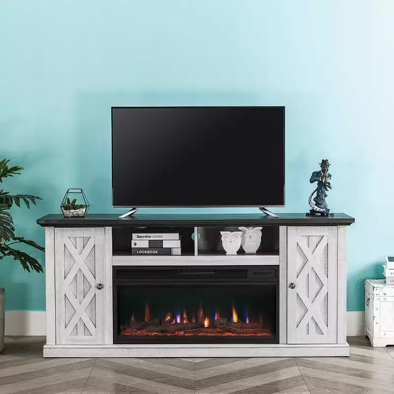 TV Stand for TVs up to 50" Saw Cut Off White - Home Essentials