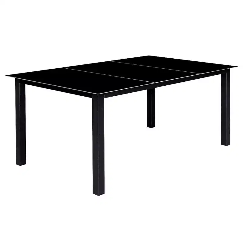 vidaXL Garden Table And Chair Black Powder-coated aluminum, Glass, Textilene