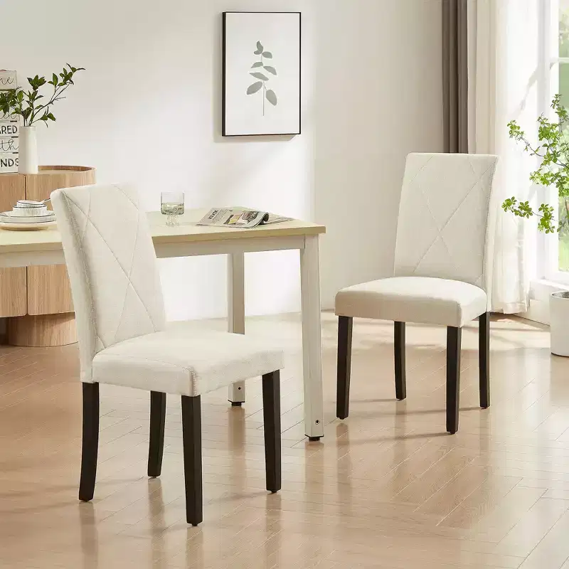 VECELO Set of 2/4/6 Upholstered Dining Chairs High Back Parsons Chairs Wooden Kitchen Chairs Brown/Beige/Green