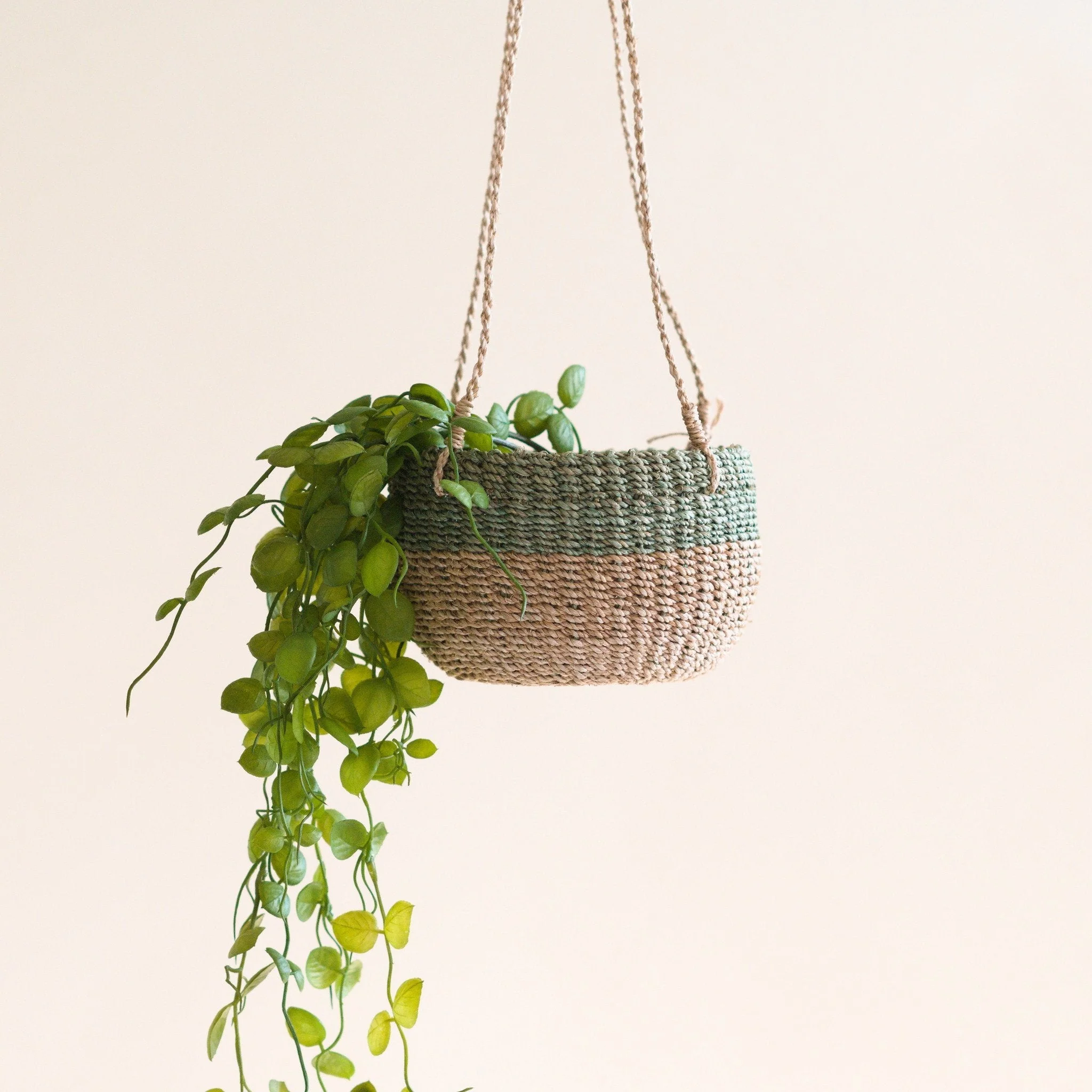 Natural + Sage Hanging Planter - Hanging Bin