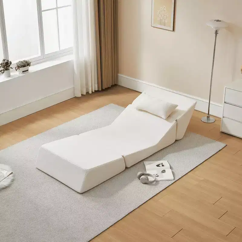 2-in-1 Convertible Sofa Chair Alpaca Wool Fabric Space-Saving Sofa Bed for Small Spaces Living Room Dorm Apartment