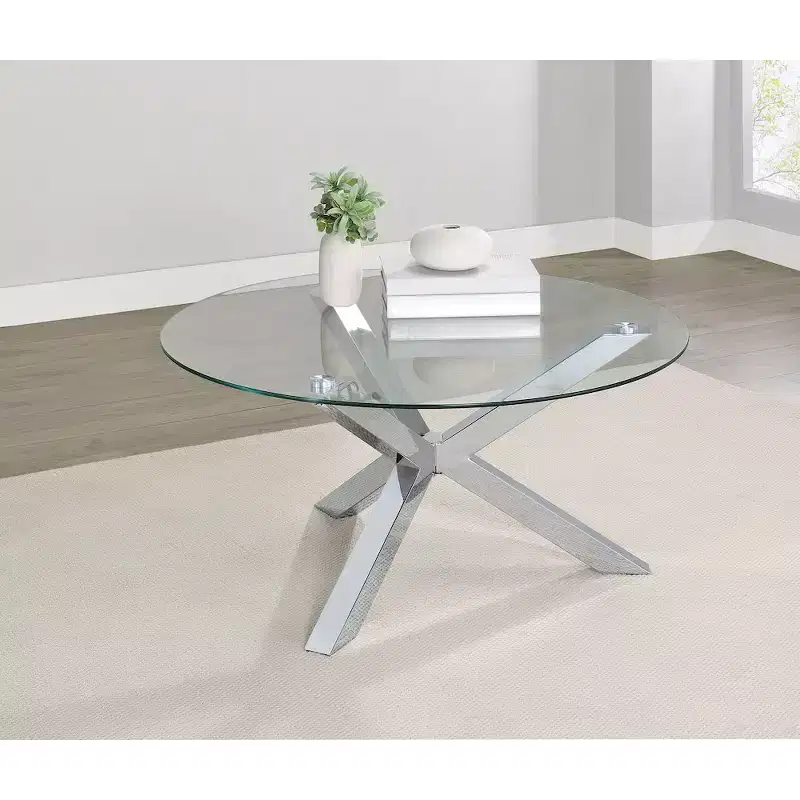 Coaster,Kenzie Round Tempered Glass Top Cocktail Coffee Table
