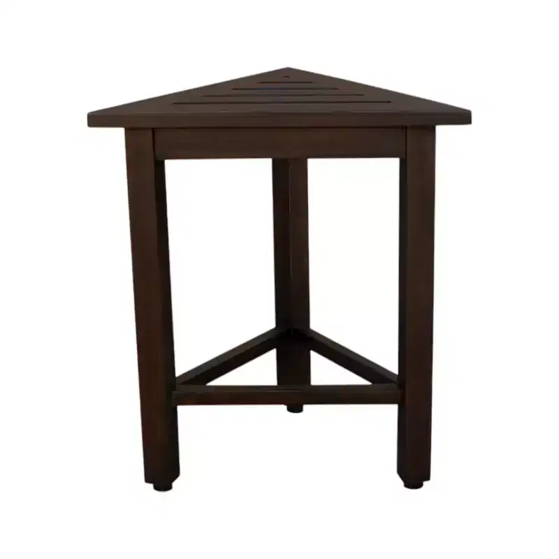 HomeRoots 17 Dark Brown Teak Corner Shower Bench