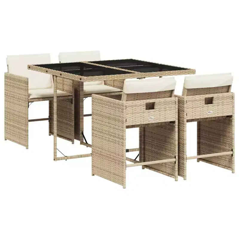 vidaXL Patio Dining Set Set of 10 PE rattan 11 Piece Foldable