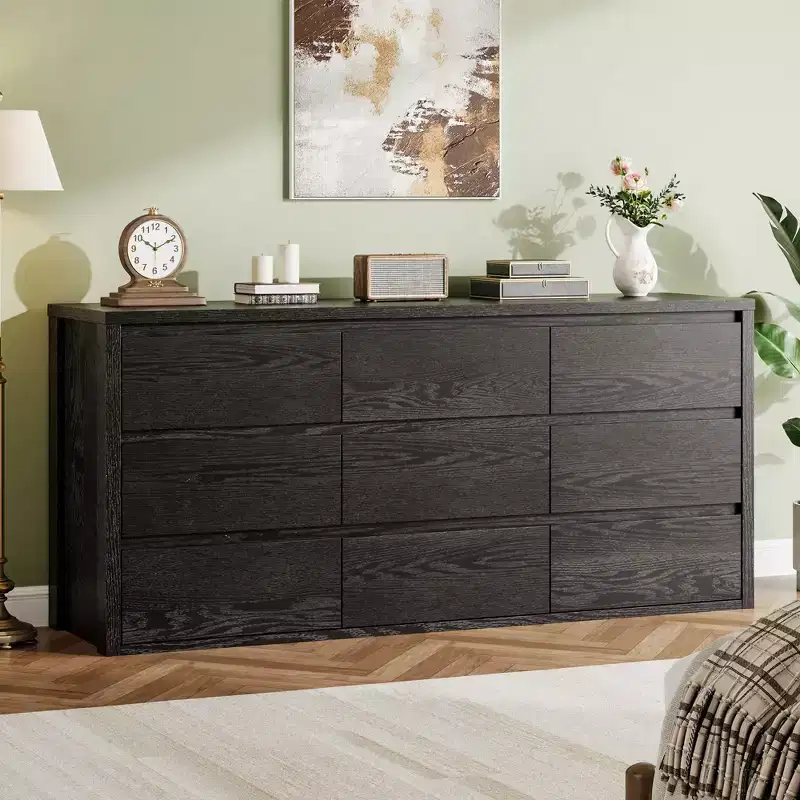 9 Drawer Dresser for Bedroom, Wide Modern Wooden Chest of Drawers with Large Storage, Wood Dresser Organizer for Living Room, Hallway, Entryway