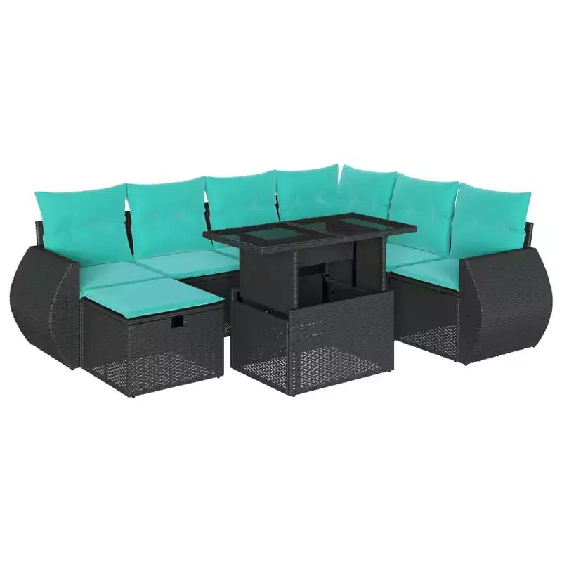vidaXL Patio Sofa Set with Cushions Sectional Couches 8 Piece Poly Rattan