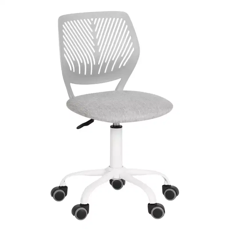 HomeRoots Gray and White Adjustable Height Swivel Rolling Office Chair