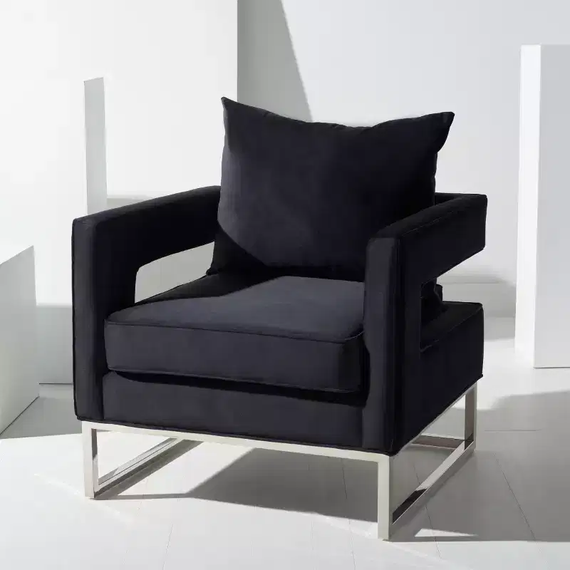 Upholstered Club Chair with Chrome-Plated Legs – Seat 23.8