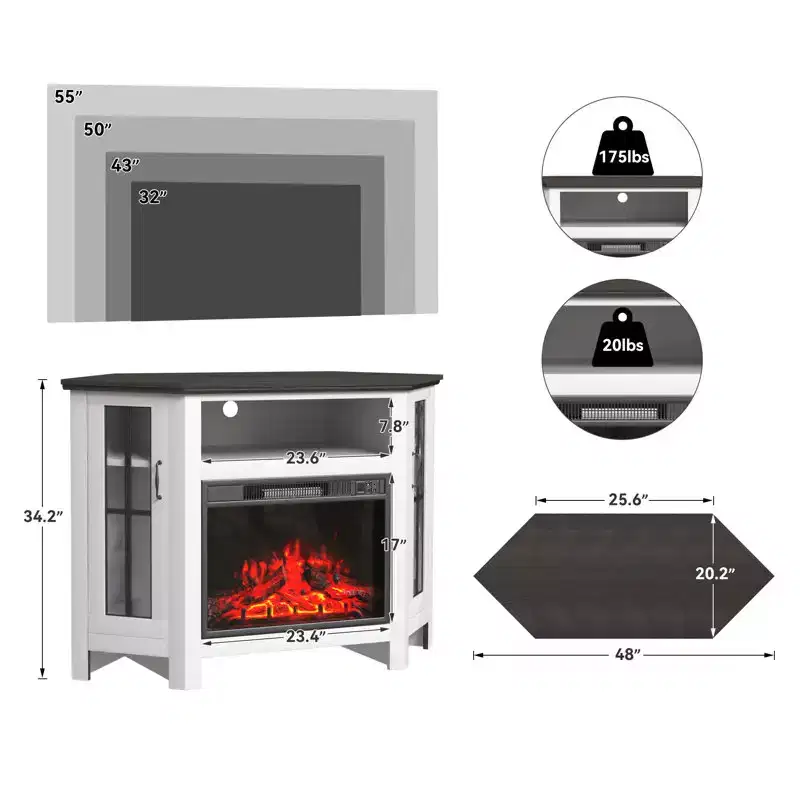 EROMMY 48 Tv Stand For Tvs Up To 80 With Open Storage Shelves And Cabinets