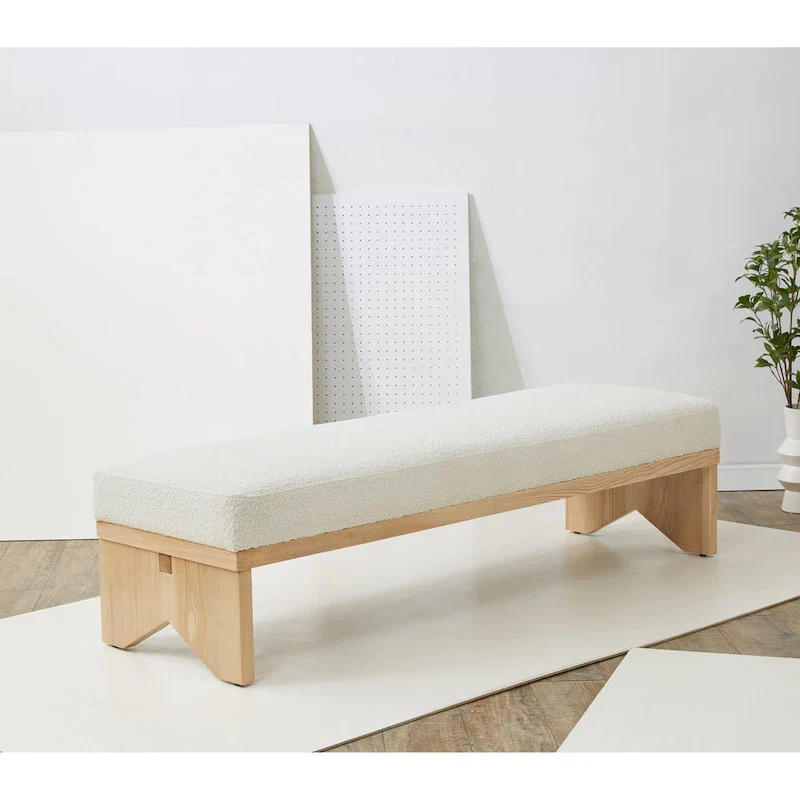 Couture Boris Mid-Century Modern Bench - 62.4 In. W x 19.7 In. D x 16.5 In. H - 62Wx20Dx17H
