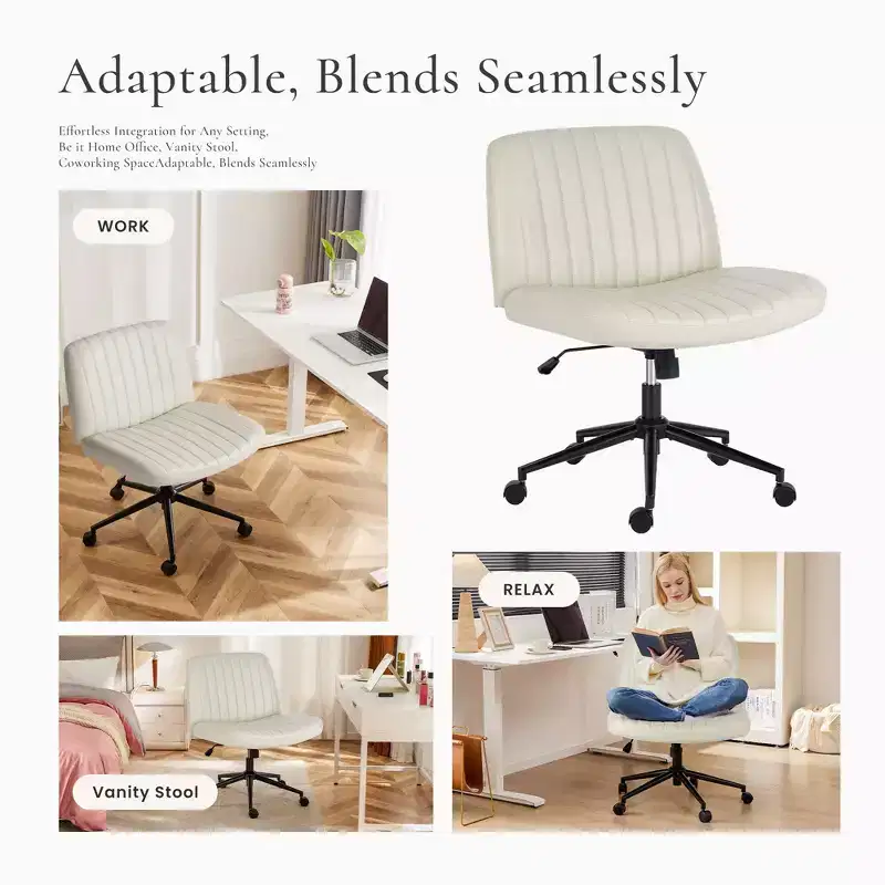 JIONJOY Criss Cross Chair Legged Office Desk Chair with Wheels| Beige