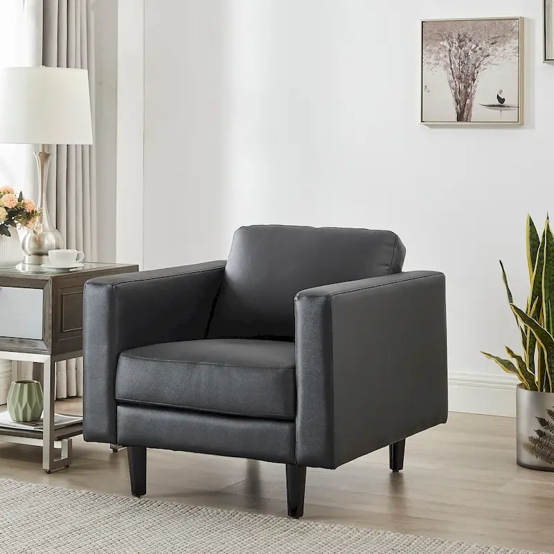 Premium Cowhide Leather Chair With High Density Cushions and Large Seating Space