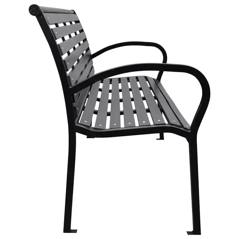 Garden Bench Black WPC (Wood Plastic Composite), Steel 116 cm wide