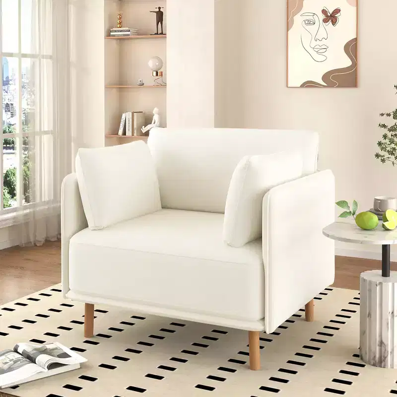 Modern Upholstered Accent Chair with Soft Cushions & Sturdy Wooden Legs, Comfortable Lounge Sofa Chair - Christopher Knight Home