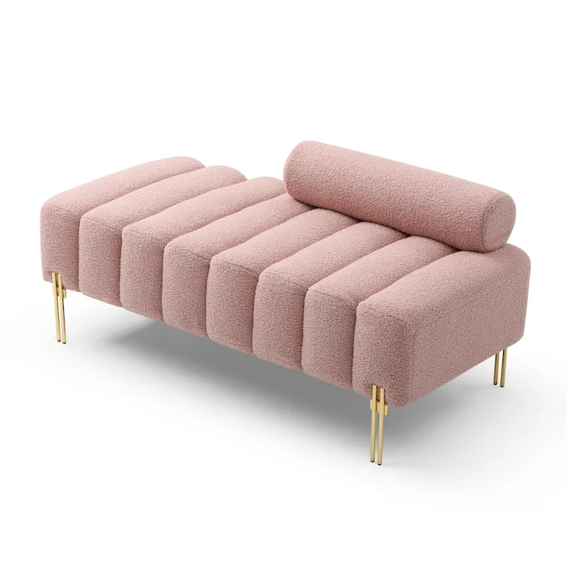 53.2 Width Modern End of Bed Bench Fabric Upholstered 2 Seater Sofa Couch Entryway Ottoman Bench