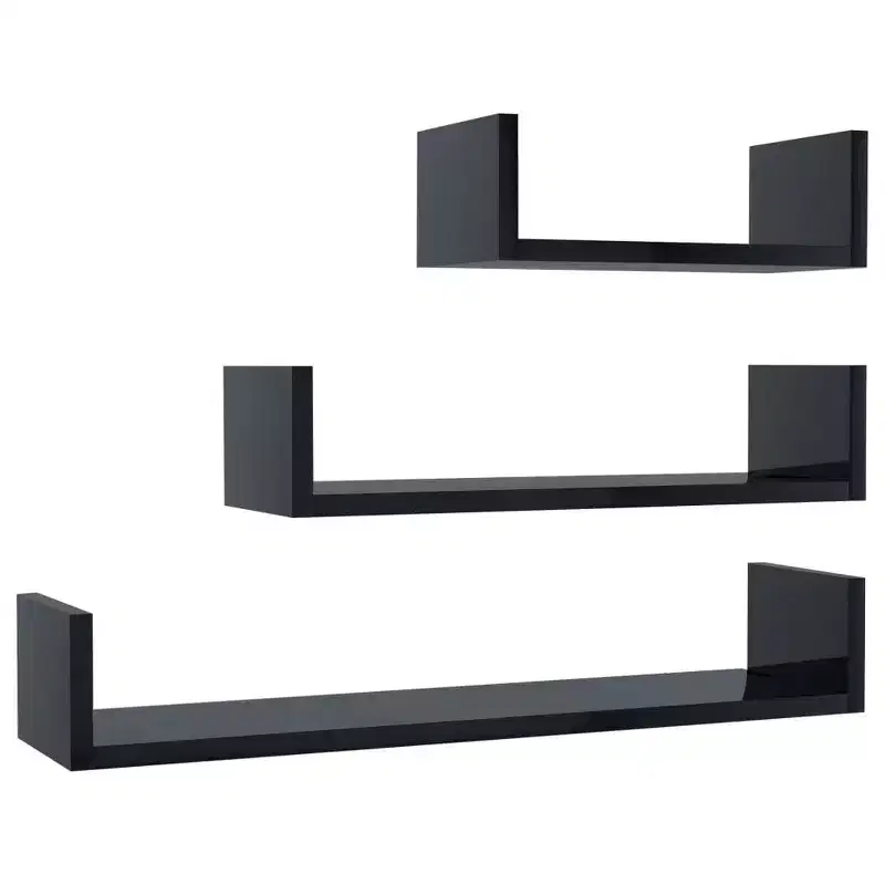 Shelf Black Engineered wood Large Wall-mounted