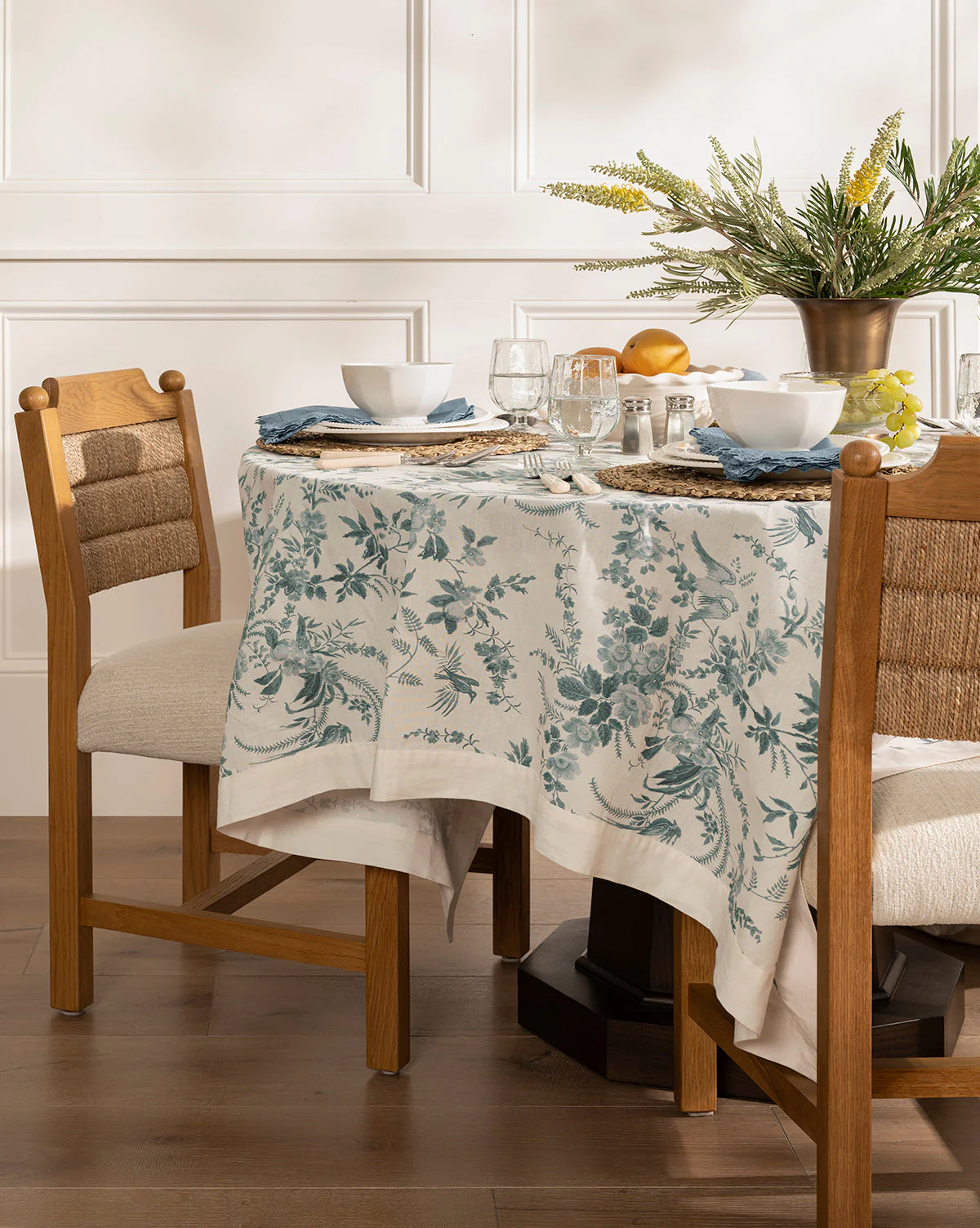 Coastal Honey Oak & Seagrass Dining Chair with Performance Blend Seat for Dining Room