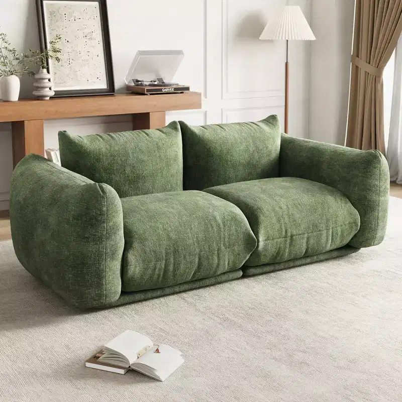Chenille Fabric Modular Love Seat Sofa, 2-Seater Cloud Couch with High Resilience Cushioning, Boneless Design for Apartments & Living Rooms