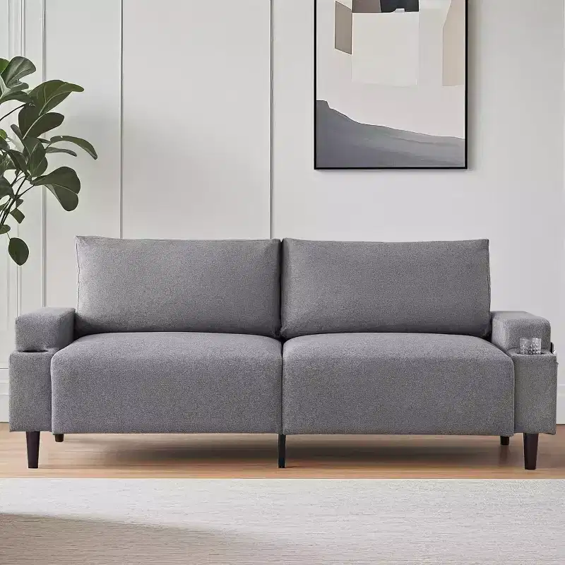 Acekool 81 Comfort Loveseat Sofa, 3-Seater with Cup Holders & Storage Pockets, Deep Cushions for Living Room, Bedroom