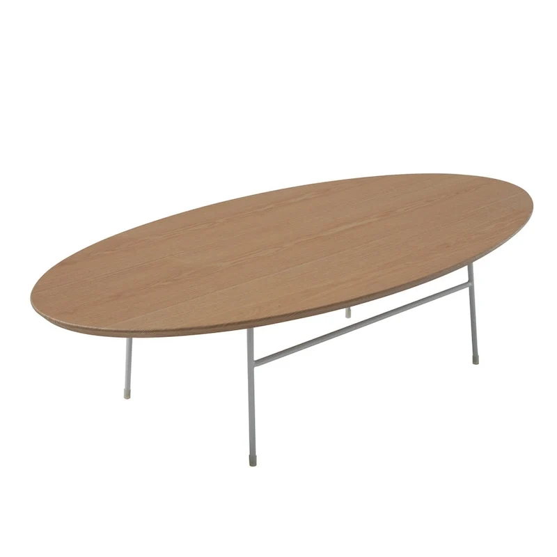 Modern Oval Accent Coffee Table with Powder-Coated Steel Frame for Living Room, Bedroom & Home Office