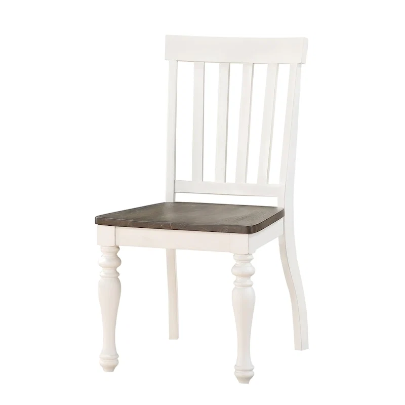 Farmhouse Two-Tone Dining Side Chair Set of 2, Wood Frame with Upholstered Seat