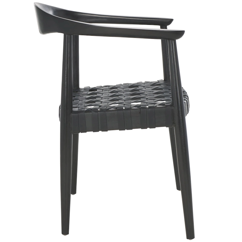 SAFAVIEH Birtie Woven Leather & Solid Wood Accent Chair (Fully Assembled) - W25 x D22 x H22 - 25Wx22Dx22H